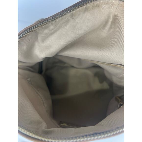 Vintage Innue Purse Tan Brown Italian Leather Crossbody Bag Medium Boho Zipper - Picture 11 of 13